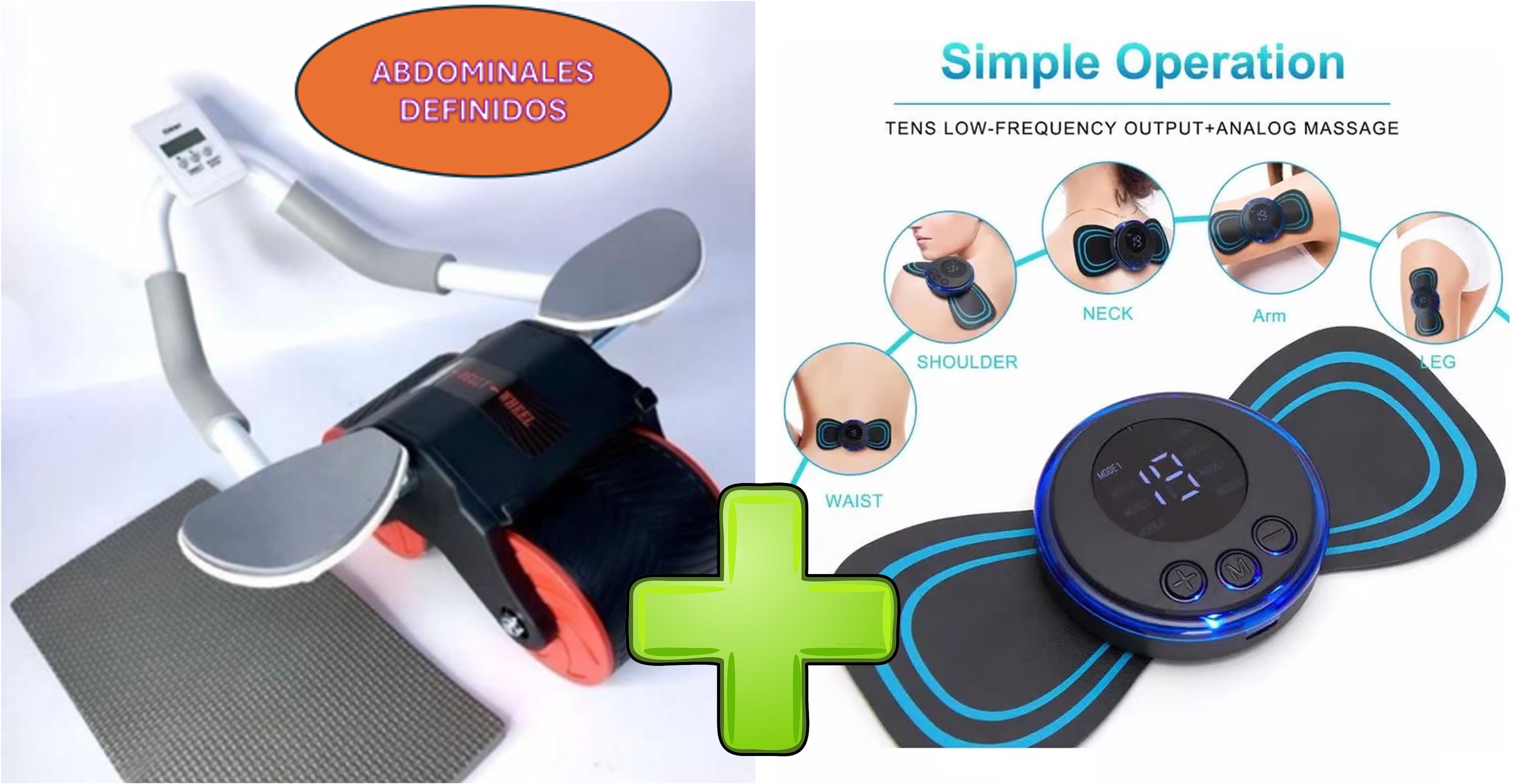 Miniatura 1 de COMBO RUEDA ABDOMINAL + MASAJEADOR